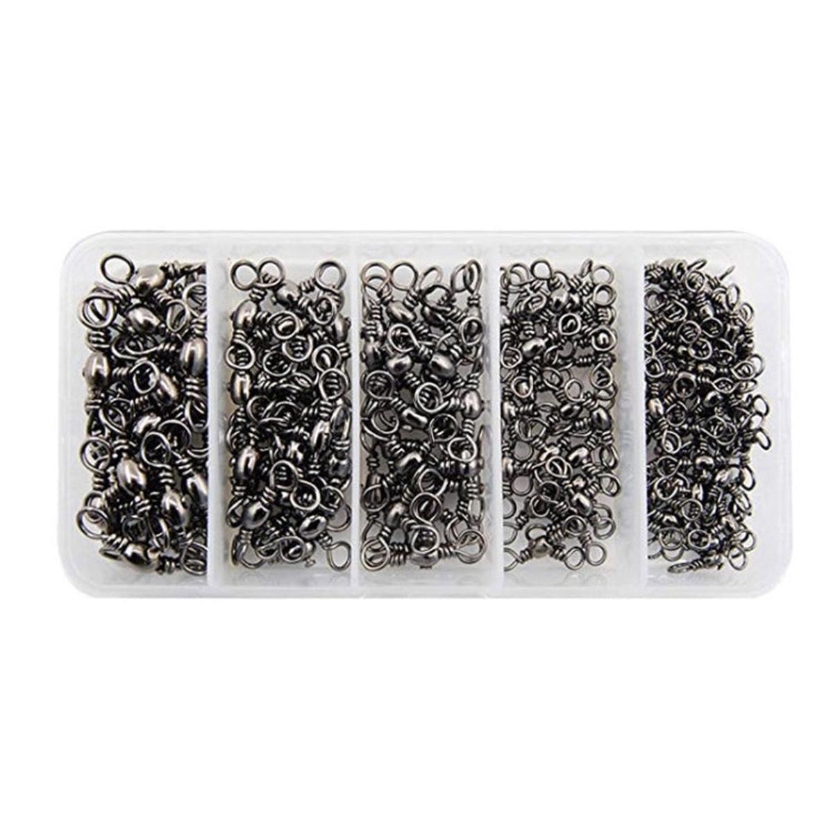 115 PCS / Box Bottle-Shaped Three-Pronged Swivel Stainless Steel Fishing Character Ring