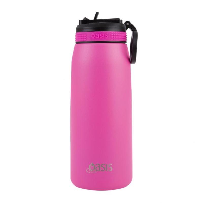 Oasis Stainless Steel Insulated Sports Water Bottle with Straw 780ML - Neon Pink