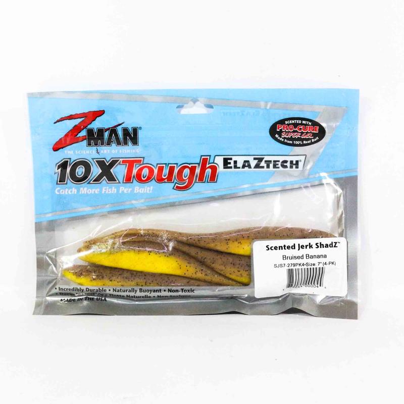 Zman Soft Lure Jerk ShadZ 7 Inch 4/Pack Bruised Banana (0044)