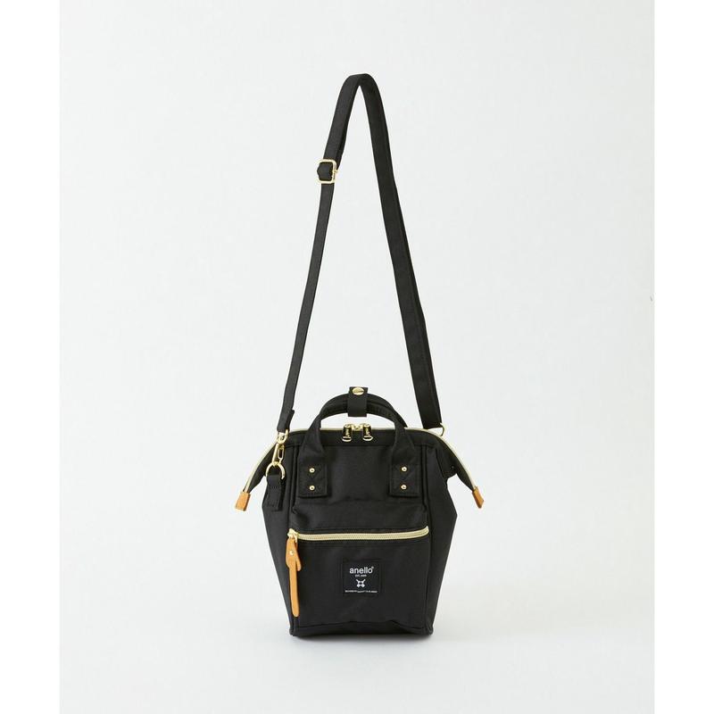 Anello Cross Bottle Kuchigane 2 Way Micro Shoulder Bag (Black)