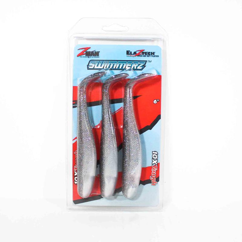 Zman Soft Lure SwimmerZ 6 Inch 3/Pack Smoky Shad (4851)