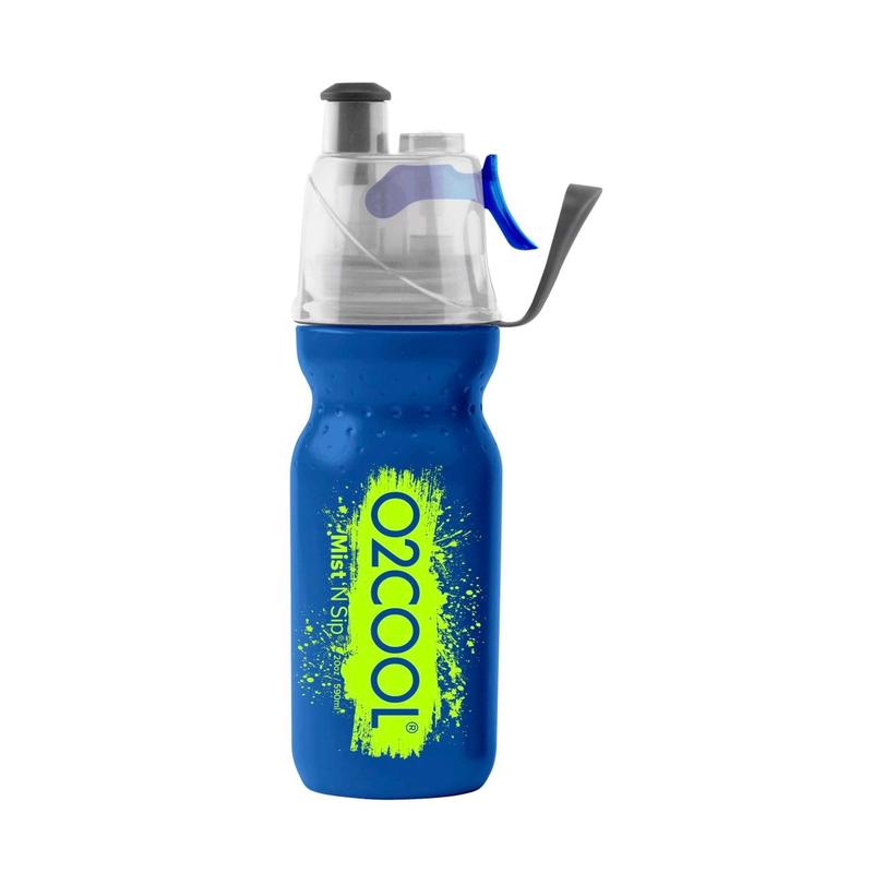 O2COOL Arctic Squeeze Mist 'N Sip 20oz Classic Brush Sp5 Water Bottle (Blue Green)