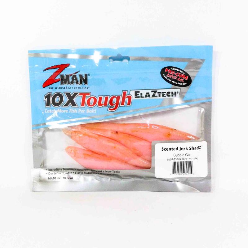 Zman Soft Lure Jerk ShadZ 7 Inch 4/Pack Bubble Gum (2215)