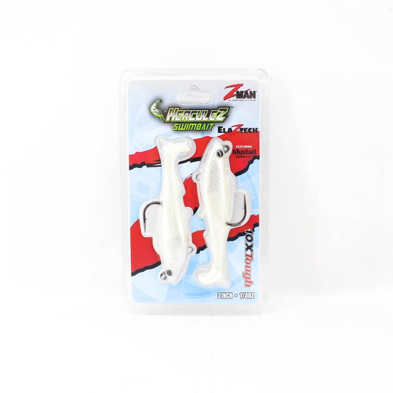 Zman Soft Lure Herculez Swimbait 3 Inch 2/Pack Pearl (5974)