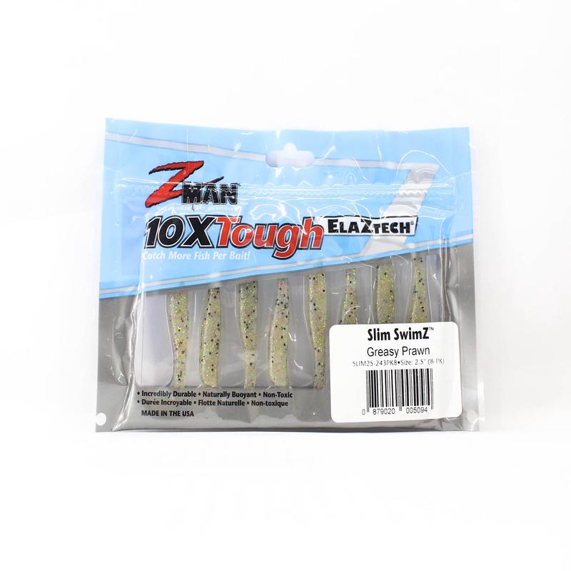 Zman Soft Lure Slim SwimZ 2.5 Inch 8/Pack Greasy Prawn (5094)