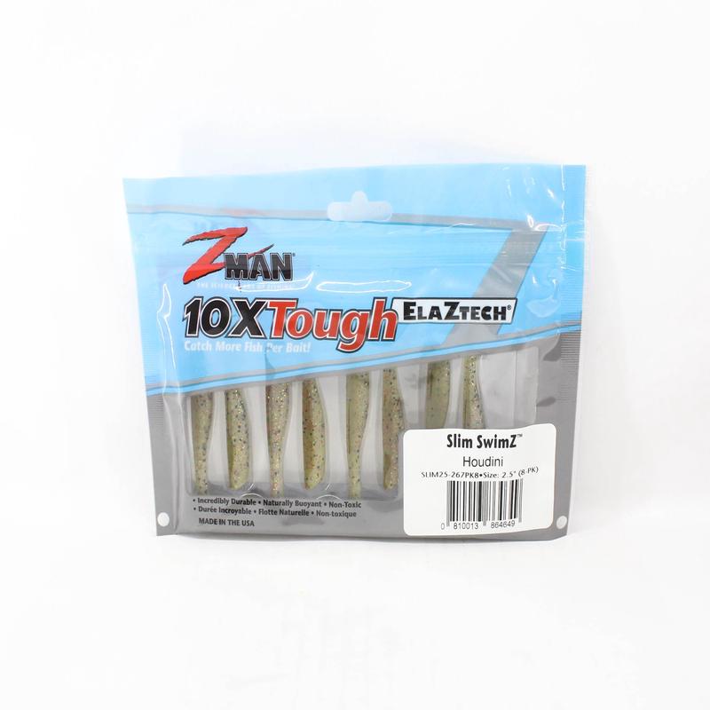 Zman Soft Lure Slim SwimZ 2.5 Inch 8/Pack Houdini (4649)