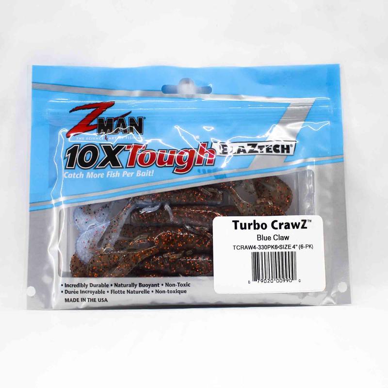 Zman Soft Lure Turbo CrawZ 4 Inch 6/Pack Blue Claw (9900)