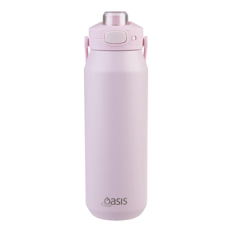 Oasis Ceramic Stainless Steel Triple Wall Capri Quick Release Drink Bottle 1L - Pink Lemonade