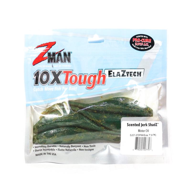 Zman Soft Lure Jerk ShadZ Scented 7 Inch 4/Pack Motor Oil (7708)