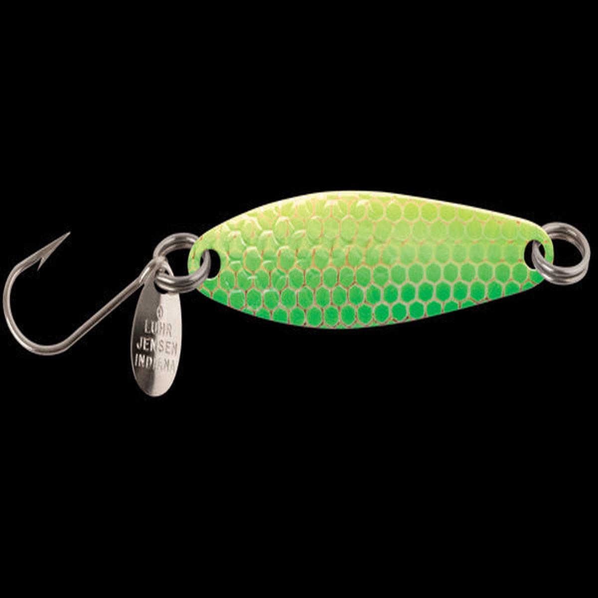Luhr Jensen Needlefish Trolling Spoon - 1-1/2' - Green Hot Scale UV ZZZ