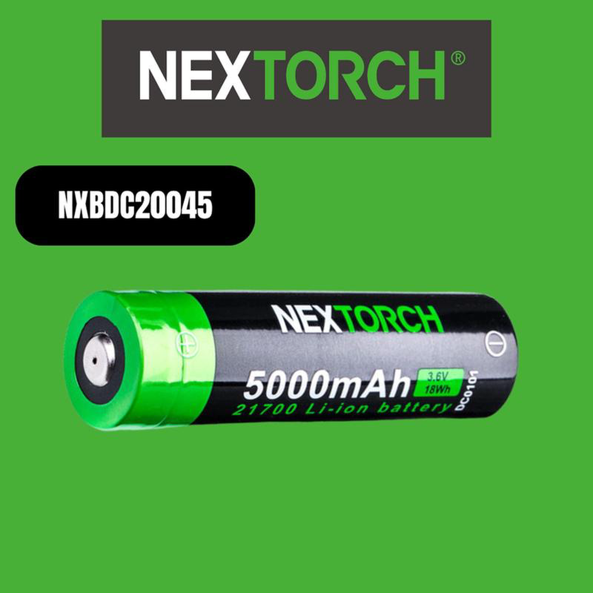 Nextorch 21700 Rechargeable Lithium Battery 5000 MaH USBC Charge