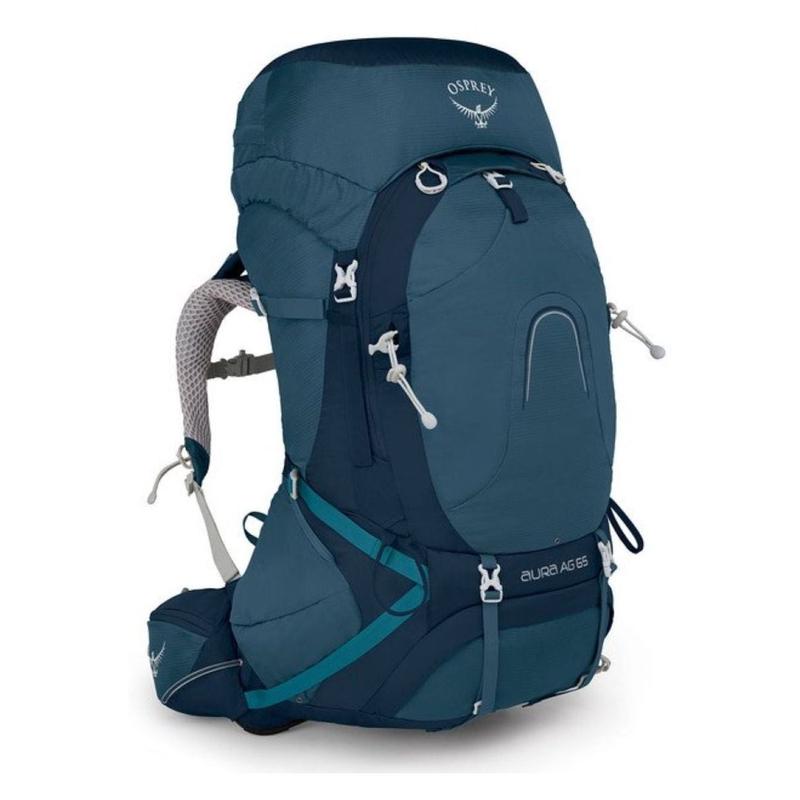 Osprey Aura AG 65 Backpack with Raincover - Medium - Women's Backpacking (Challenger Blue)