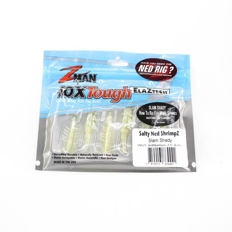 Zman Soft Lure Salty Ned ShrimpZ 2.5 Inch 6/Pack Slam Shady (4441)