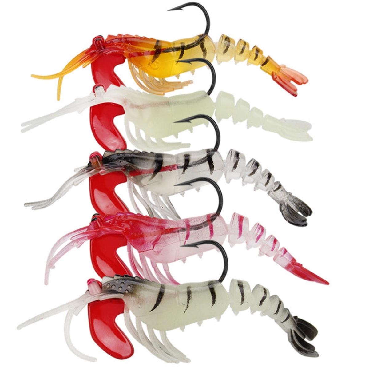5 Color / Set Multi-section Lead Head Soft Shrimp Fake Bait Freshwater Sea Fishing Lure