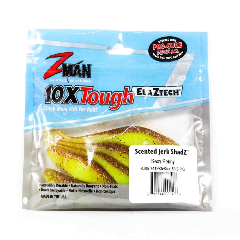 Zman Soft Lure Jerk ShadZ 5 Inch 5/Pack Sexy Penny (1406)