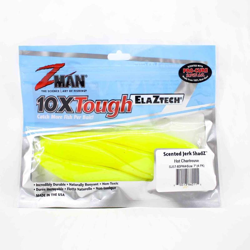 Zman Soft Lure Jerk ShadZ Scented 7 Inch 4/Pack Hot Chart (0115)