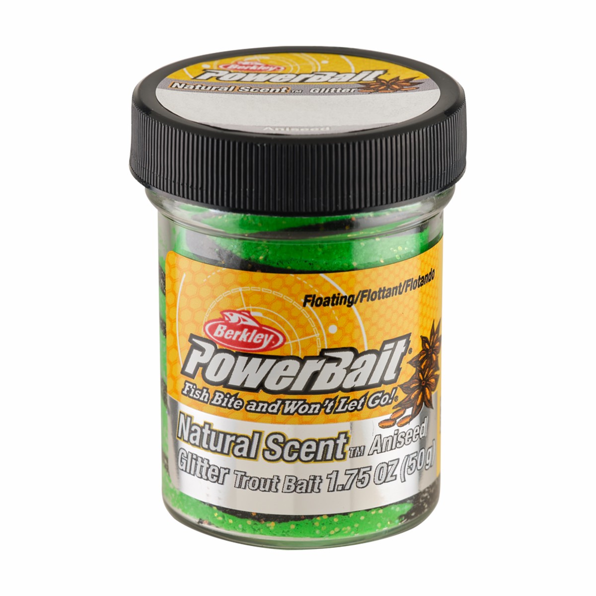 Berkley PowerBait Natural Glitter Floating Trout Bait Aniseed Spring Green/Black
