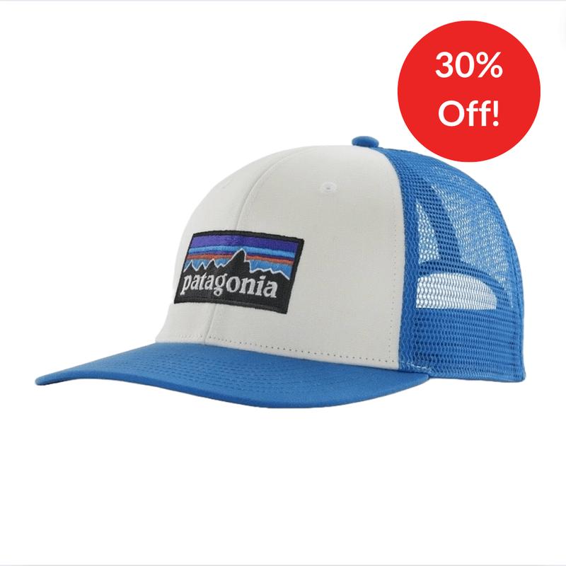 Patagonia - P-6 Logo Trucker Hat White w/Vessel Blue - 30% OFF