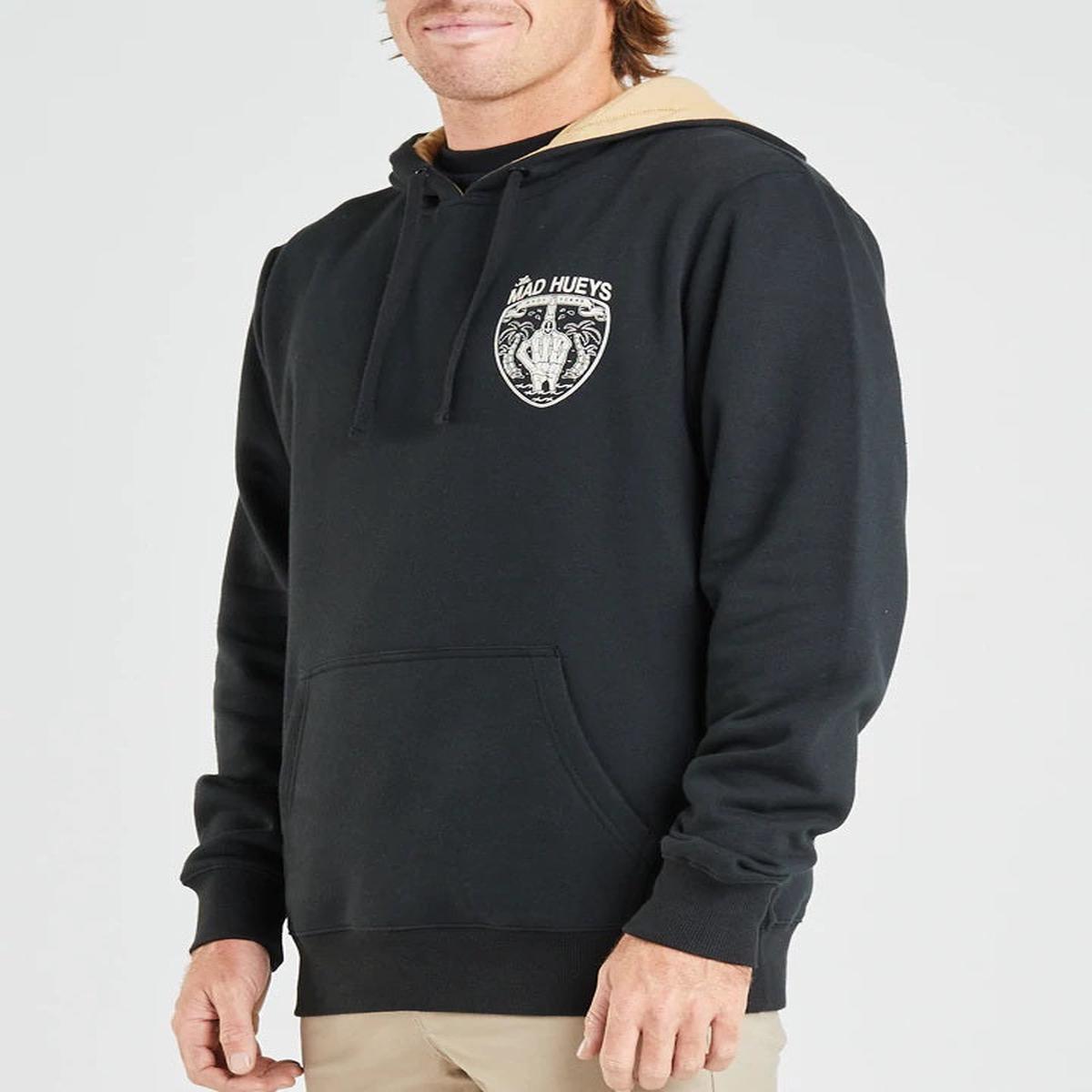 The Mad Hueys Anchor Pullover Fleece Hoodie Jumper - Black