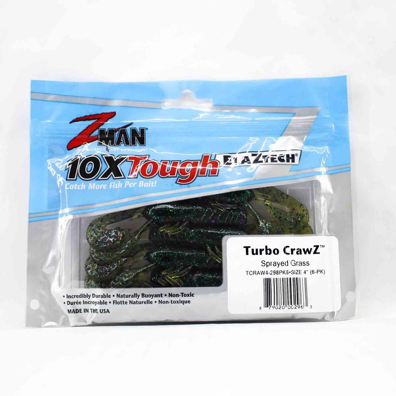 Zman Soft Lure Turbo CrawZ 4 Inch 6/Pack Sprayed Grass (2963)