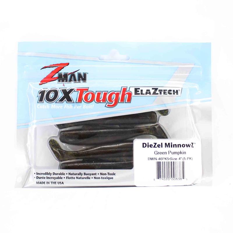Zman Soft Lure Diezel MinnowZ 4 Inch 5/Pack Green Pumpkin (8385)