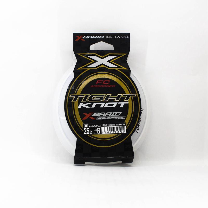 YGK X Braid Absorber Fluorocarbon Shock Leader Tight Knot 30m 25lb (8261)