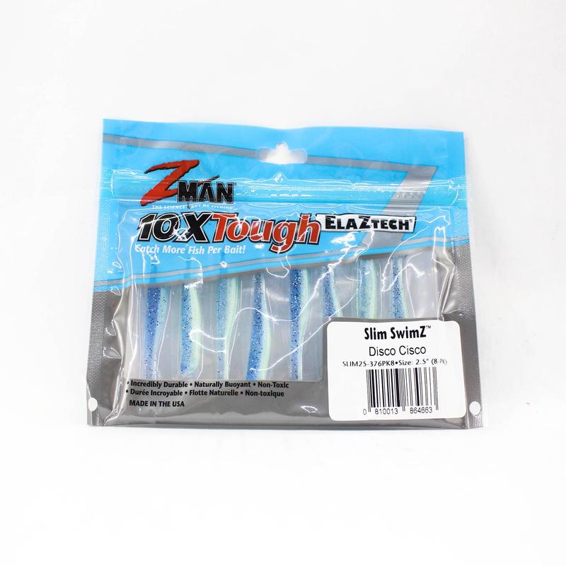 Zman Soft Lure Slim SwimZ 2.5 Inch 8/Pack Disco Cisco (4663)