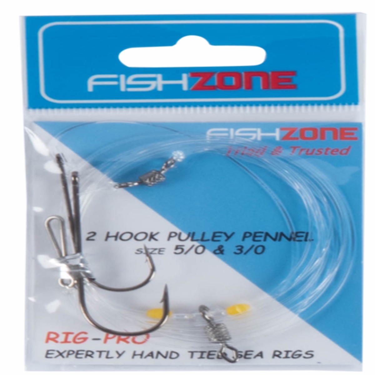 Fishzone 2 Hook Pulley Pennel Size 5/0 & 3/0