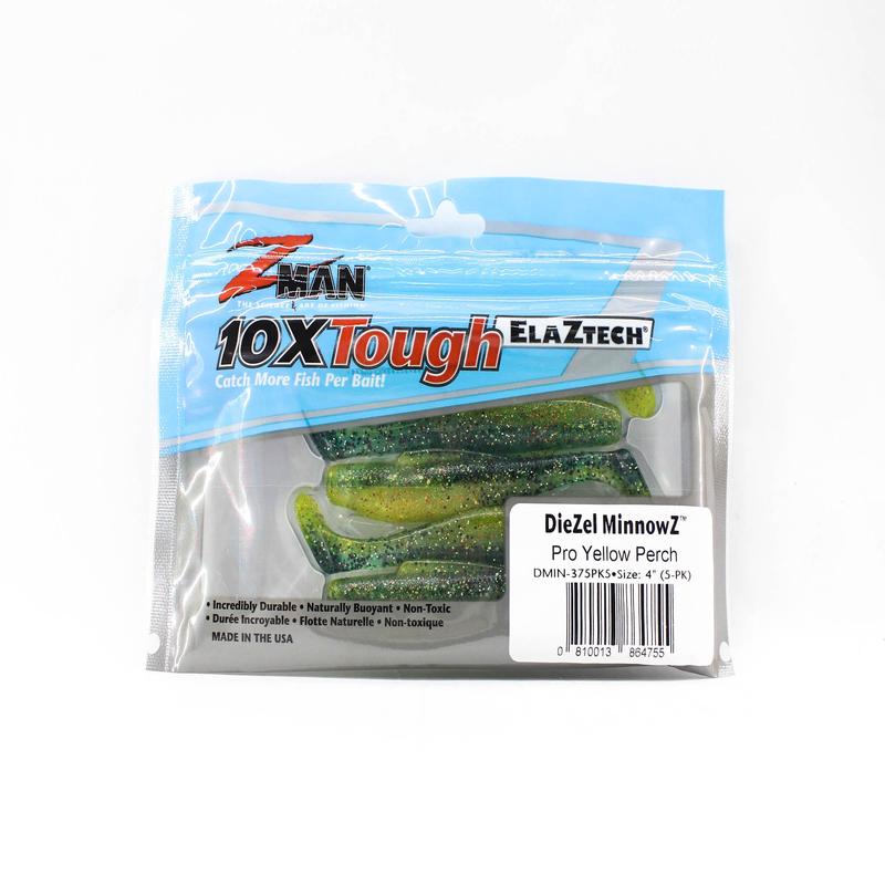Zman Soft Lure Diezel MinnowZ 4 Inch 5/Pack Pro Yellow Perch (4755)