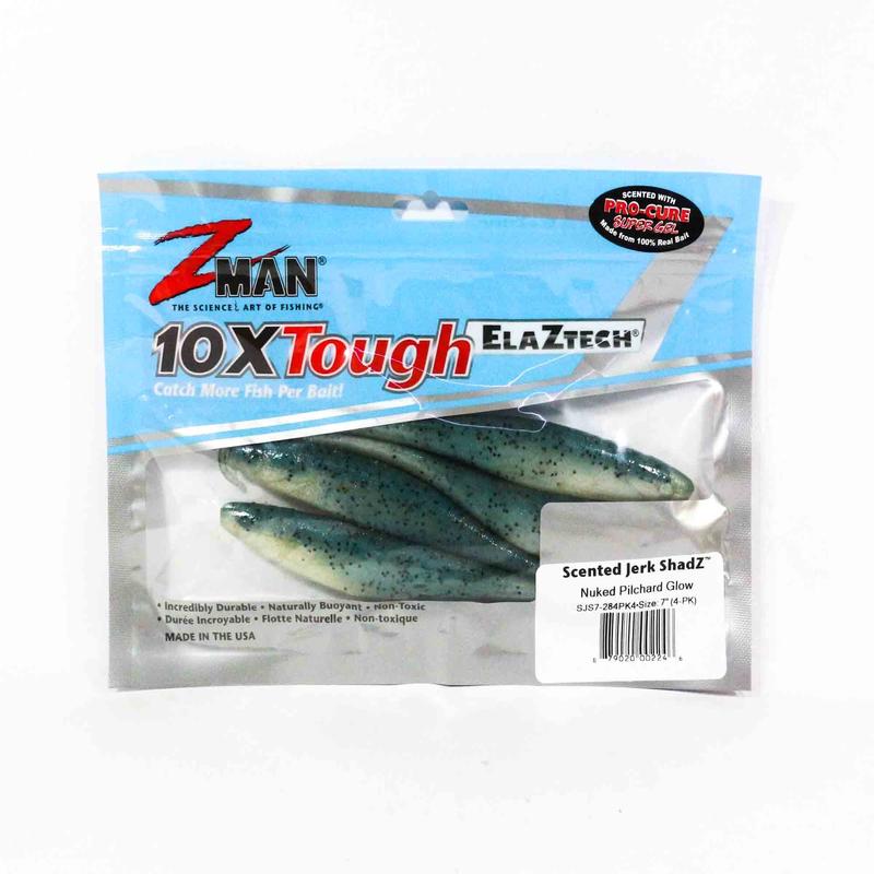 Zman Soft Lure Jerk ShadZ Scented 7 Inch 4/Pack Nuked Pilchard G (2246)