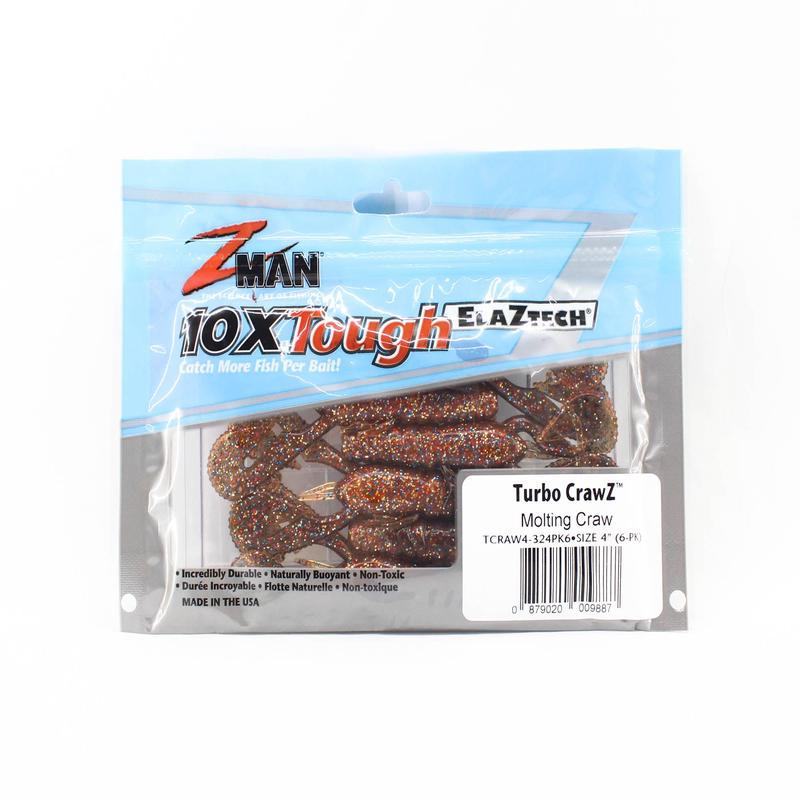 Zman Soft Lure Turbo CrawZ 4 Inch 6/Pack Molting Craw (9887)