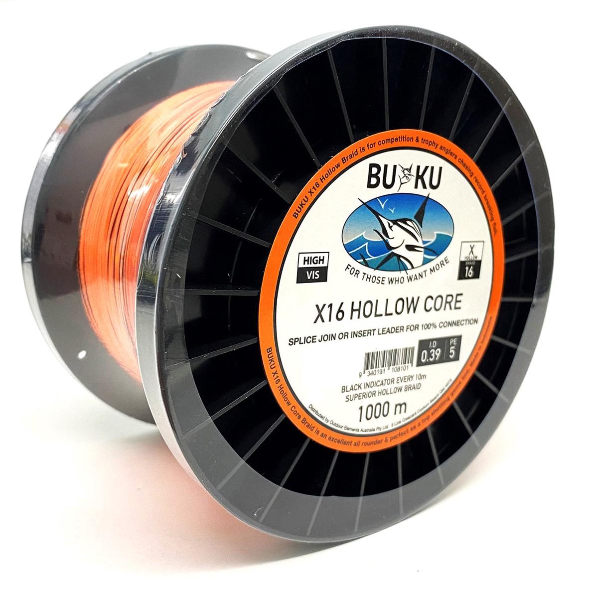 Buku X16 Hollow Core Braid Hi-Vis Orange Black - 1000m