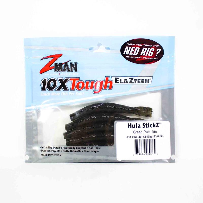 Zman Soft Lure Hula Stickz 4 Inch 6/Pack Green Pumpkin (0945)
