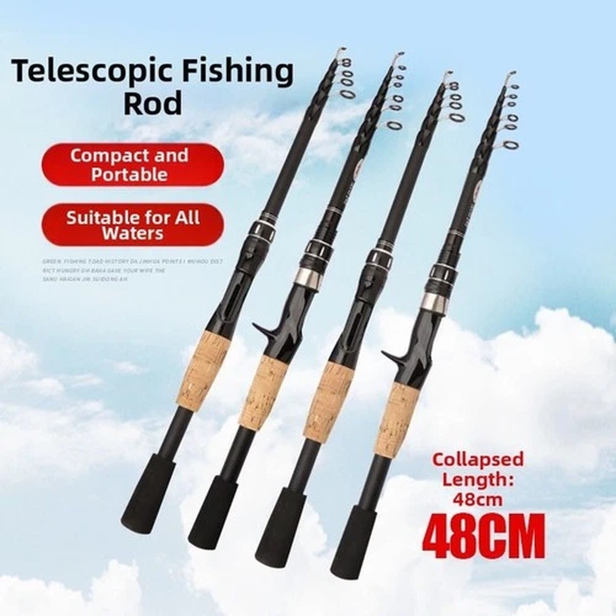 5 8 Section Telescopic Lure Rod with Black Finish for Sleek Professional Look