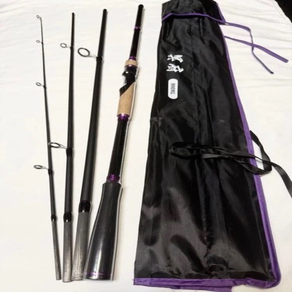 Netherworld 900MLS Spinning Sea Bass Rod 4 Pieces with Rod Bag Blue Fish