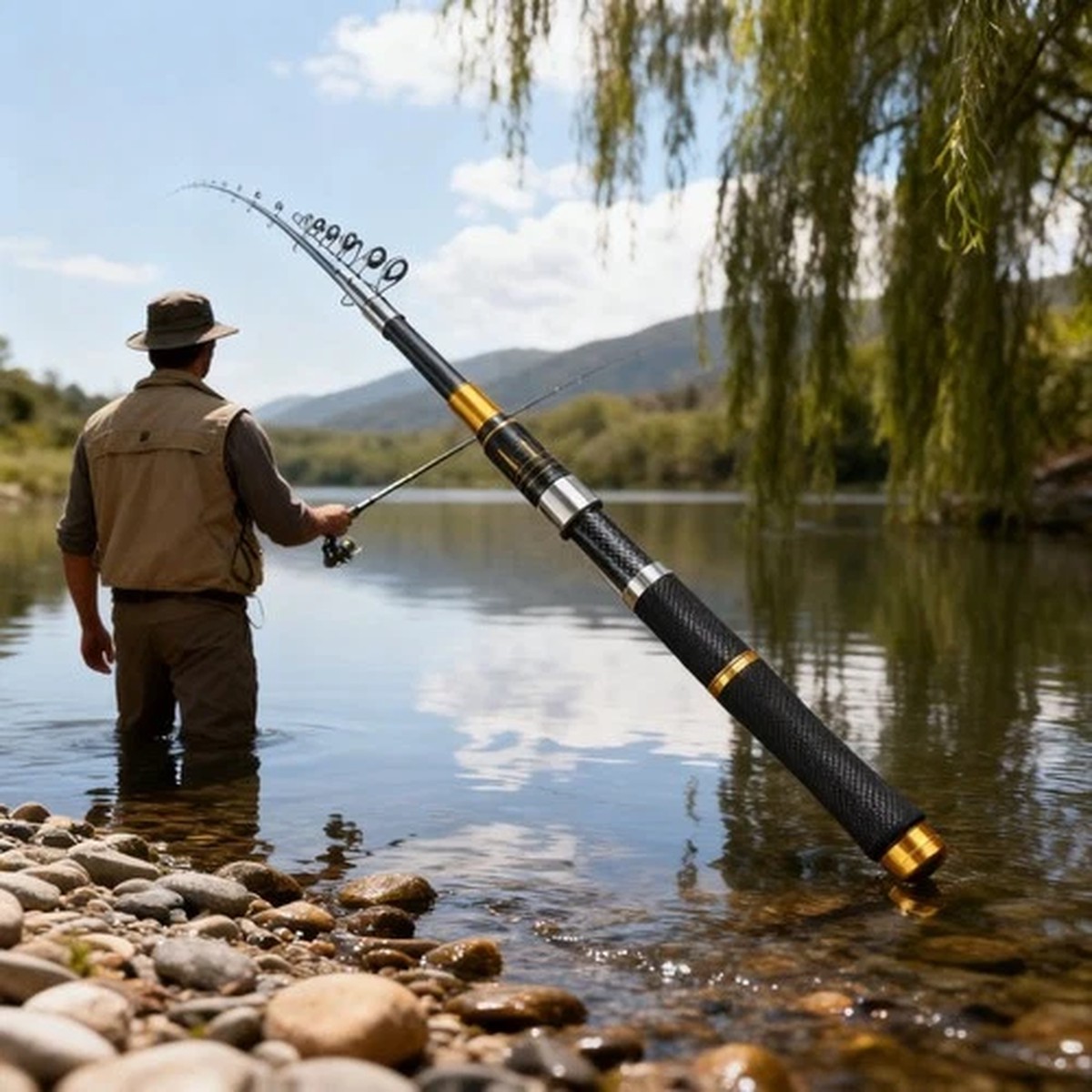 Telescopic Rod Collapsible Pole High Sensitivity Action Multi-layer Carbon Cloth