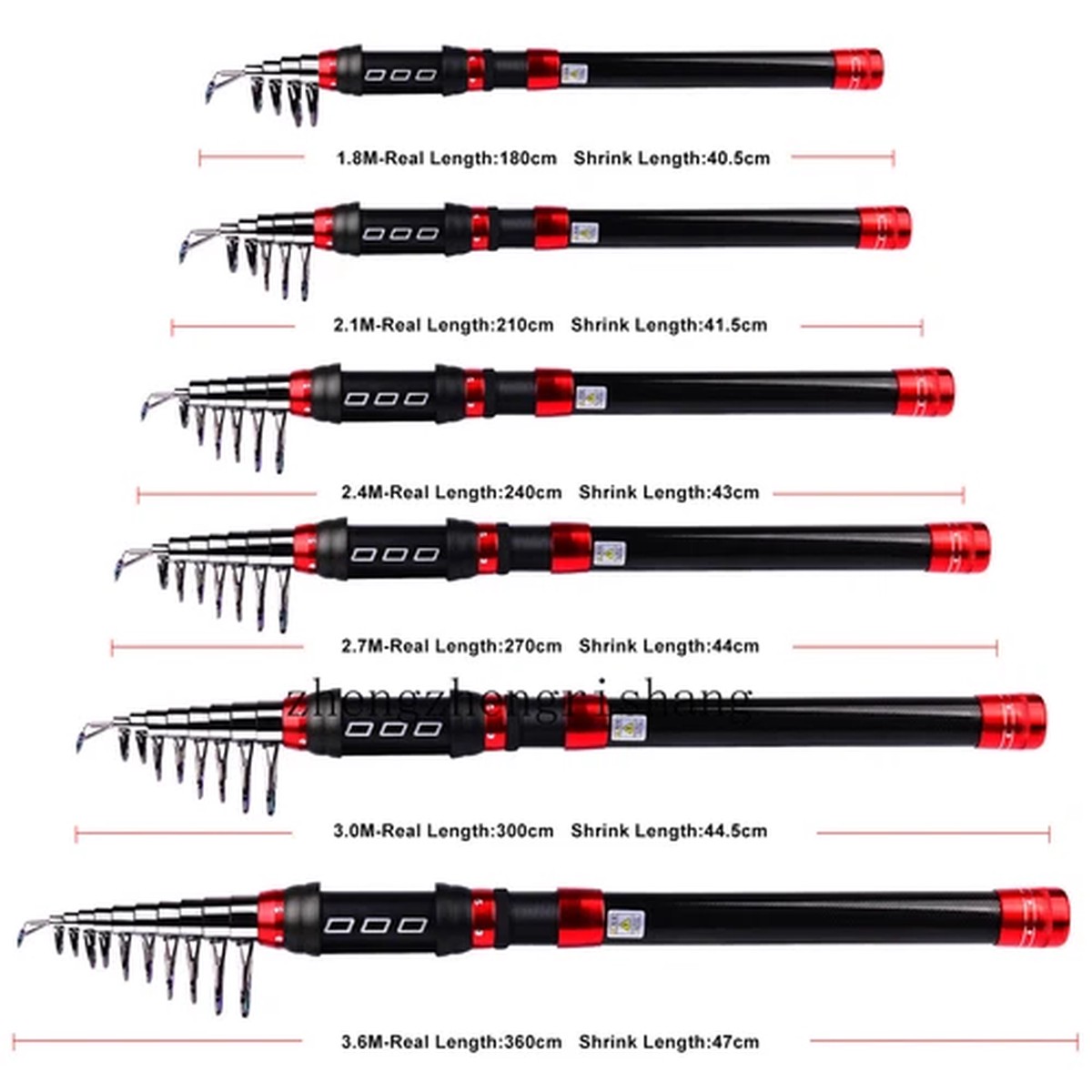 1.8-3.6M ultrashort Telescopic Fishing Rod Carbon Fiber Travel Sea Spinning Pole