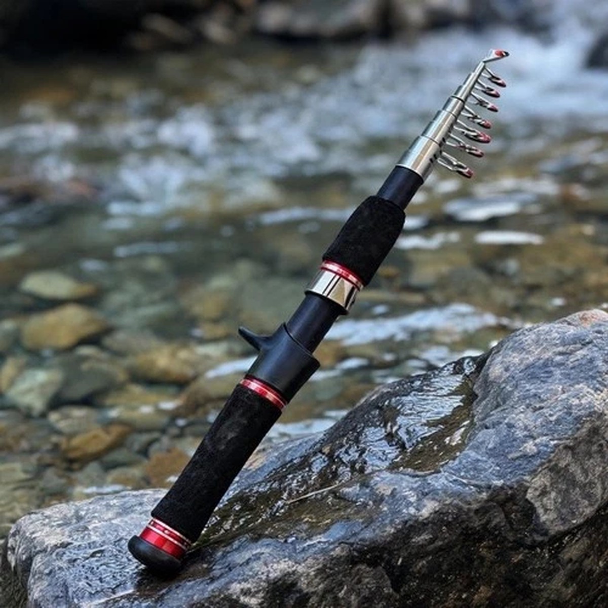 Telescopic Fishing Rod Lightweight Carbon Fiber Compact Collapsed Design
