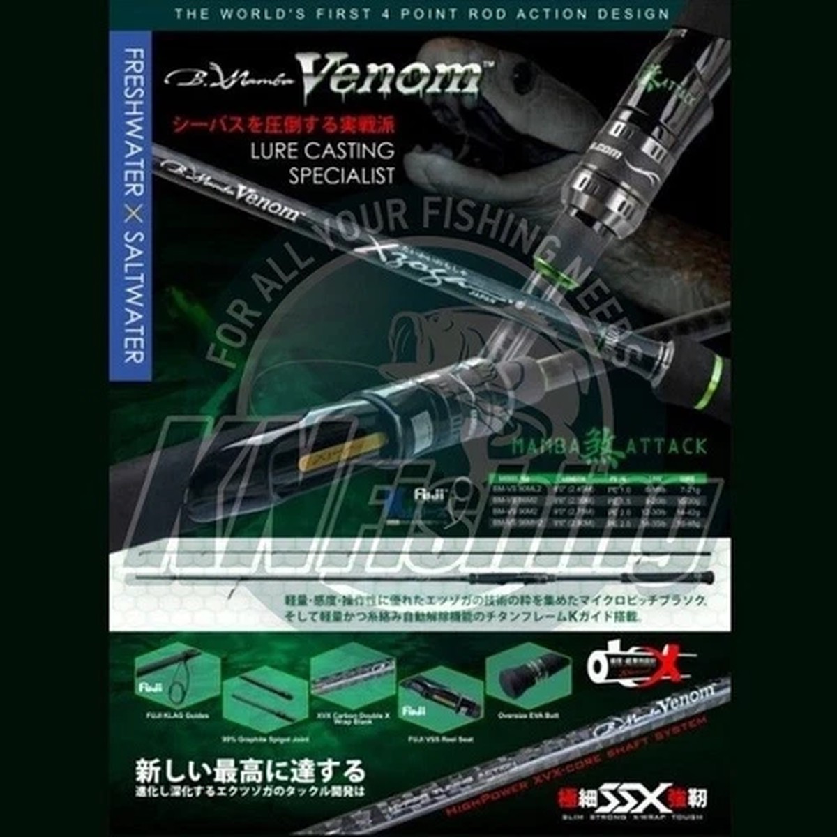 XZOGA BLACK MAMBA VENOM BM-VS Spinning Rod 80ML2 2.45m 7-21gr