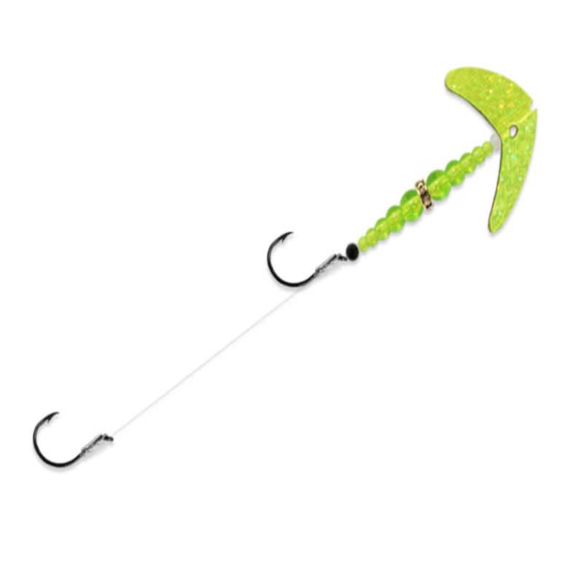 Double Whammy Walleye Size 4 Chartreuse Sparkle/Chartreuse
