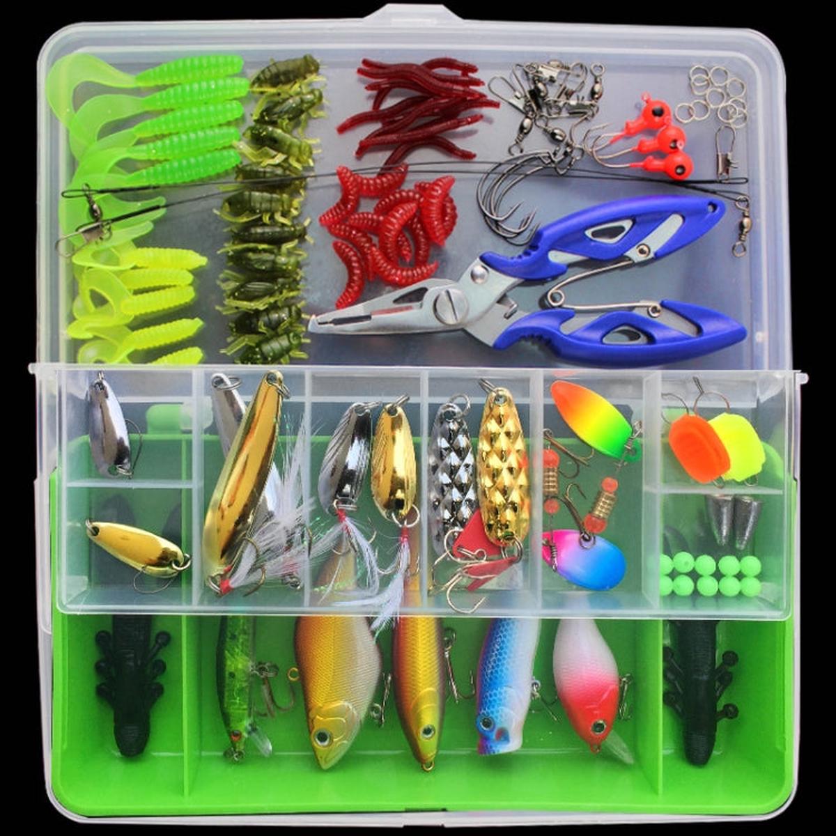 101 PCS Fishing Bait Lure Kit Fishing Tackle (Green)