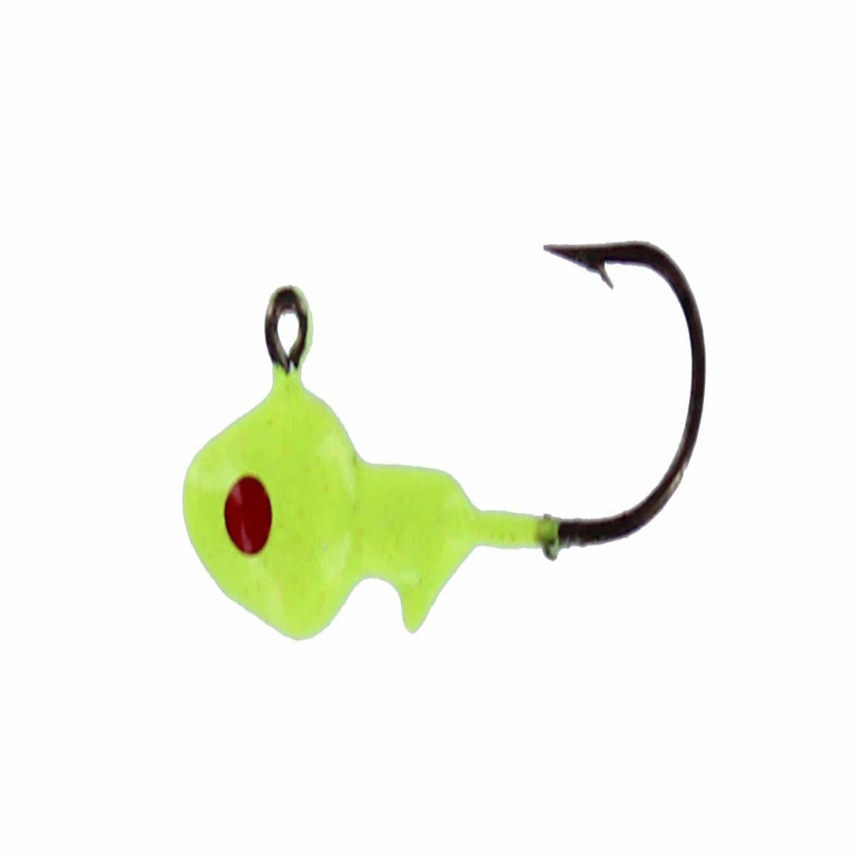 Big Bite Baits 1/4oz Minnow Head Jig 10-Pack (Chartreuse/Red Eye)