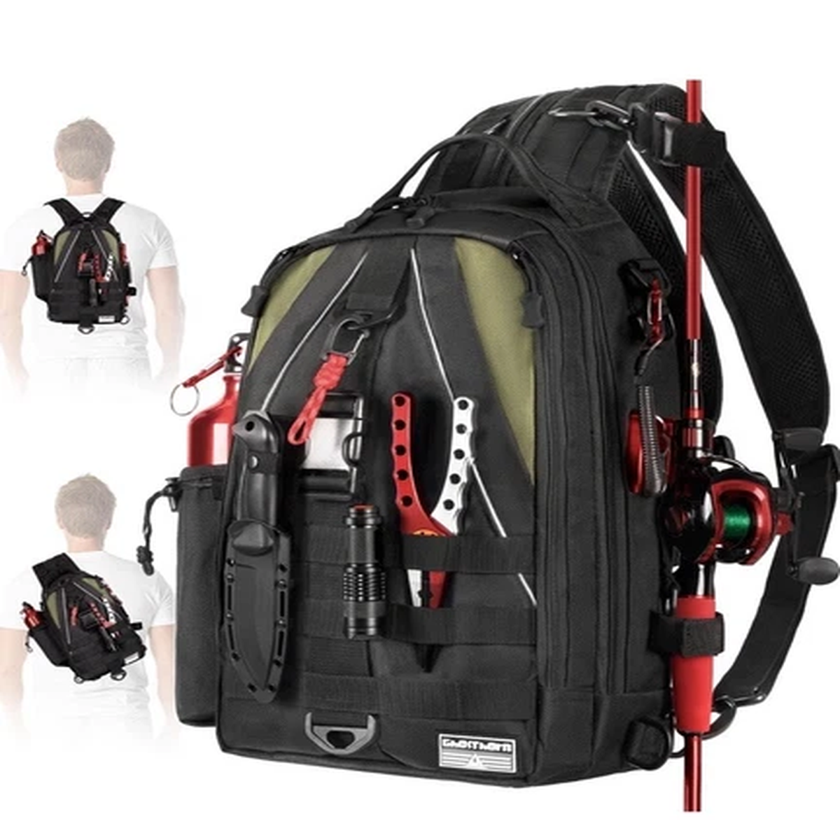 Ghosthorn Fishing Backpack with Rod Holder Tackle Sling Bag Fly Fishing Men/ Wom