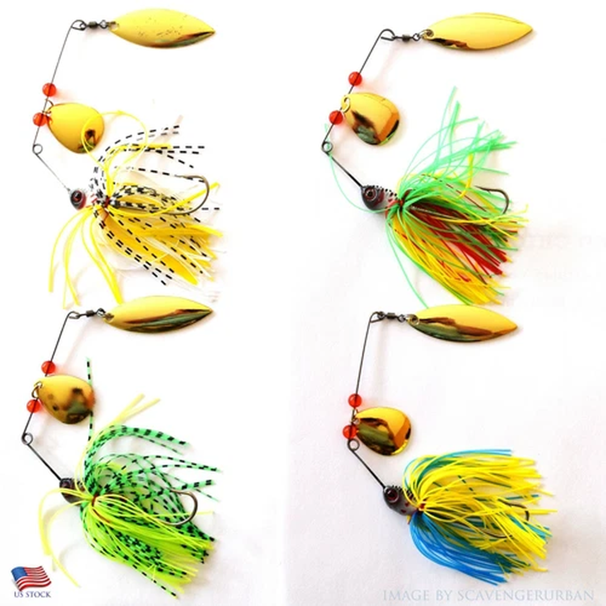 New 4Psc Hard Fishing Lures Spinnerbait Fishing Tackle for Bass, Spinner Perch