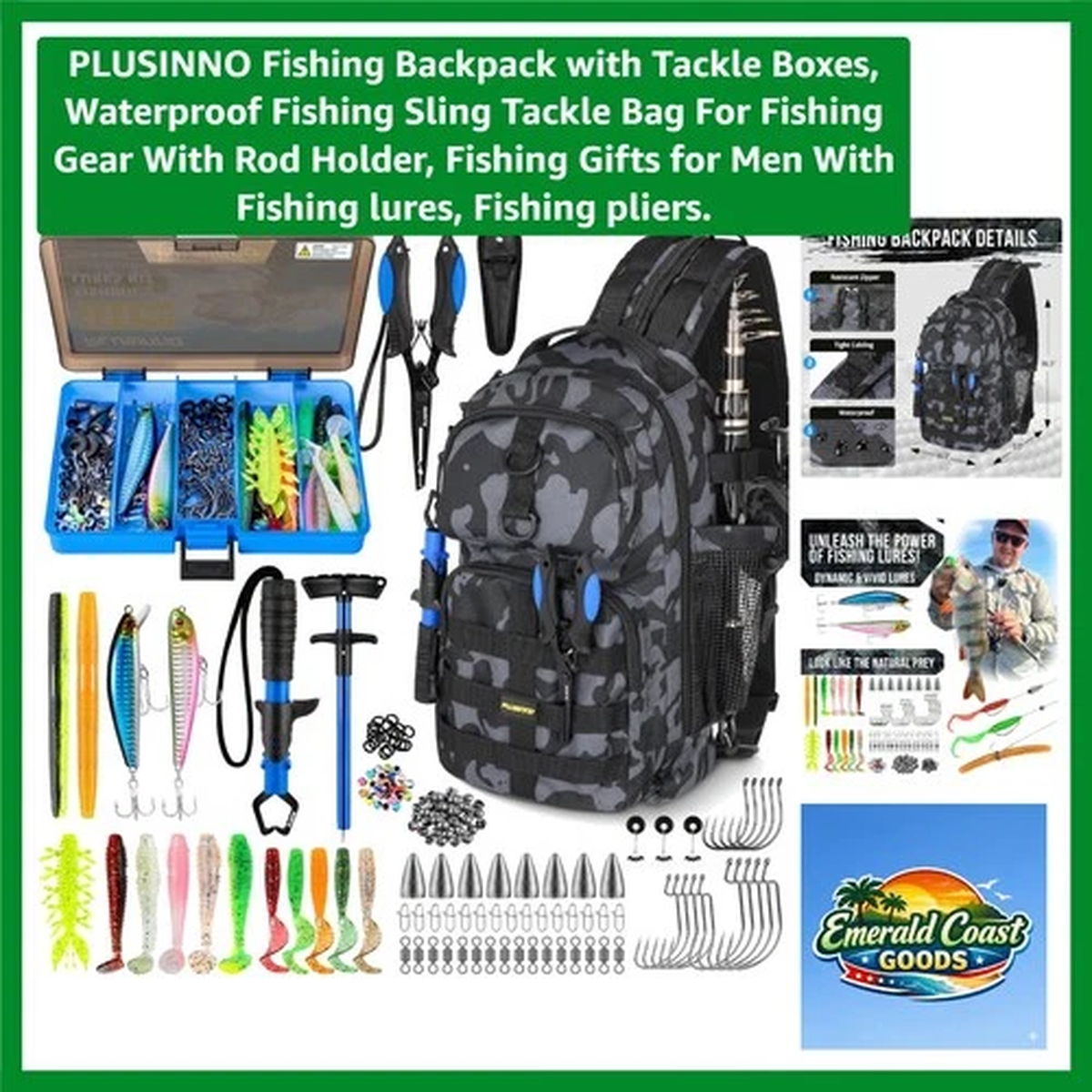 Lightweight Waterproof Fishing Sling Bag with Adjustable Straps and Gear Storage