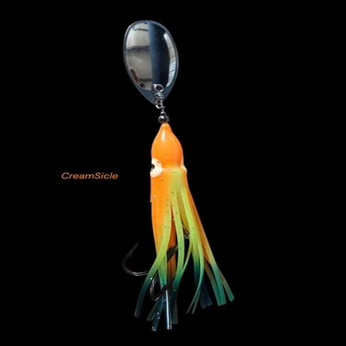 Northern Salmon Gear CreamSicle Spinner Squid Lure Orange Yellow Green Salmon