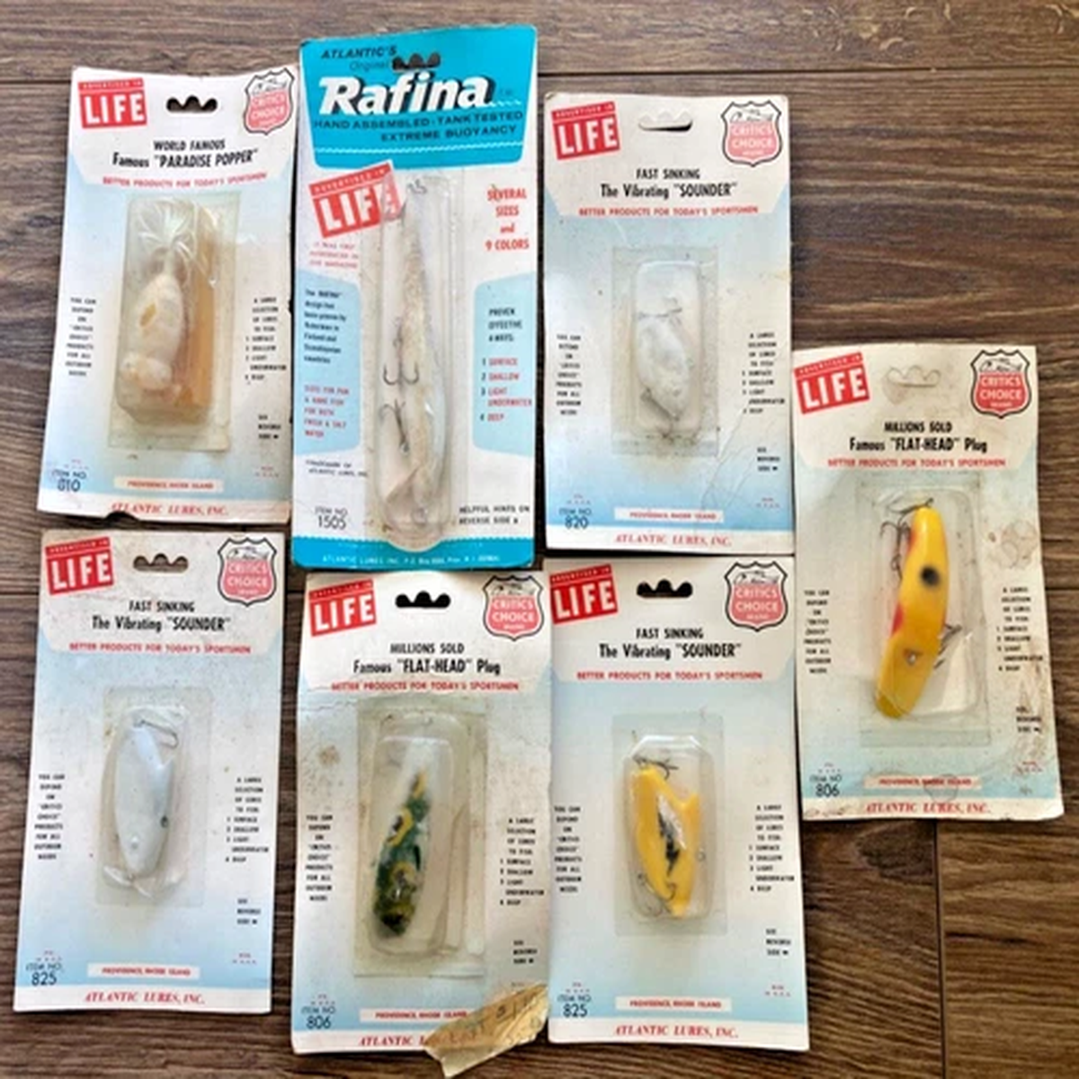 VTG NEW LOT 7 CRANKBAITS ATLANTIC LURES CLONES OF HEDDON NOS FLATFISH SONICS