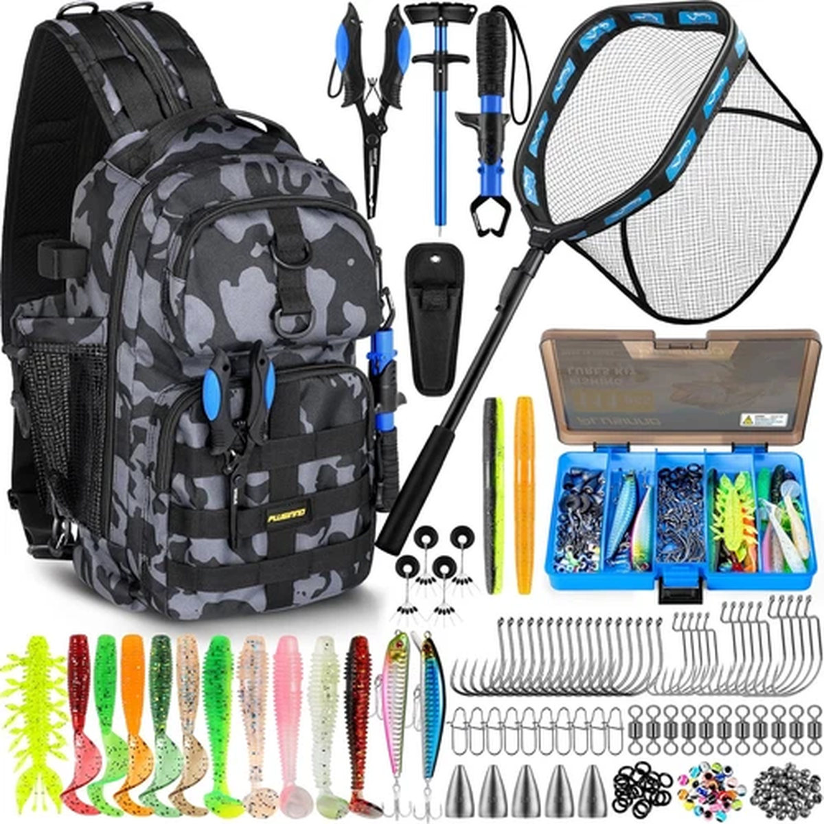 Fishing Gear,Fishing Backpack with Floating Fishing Net,Tackle Boxes,Waterproof