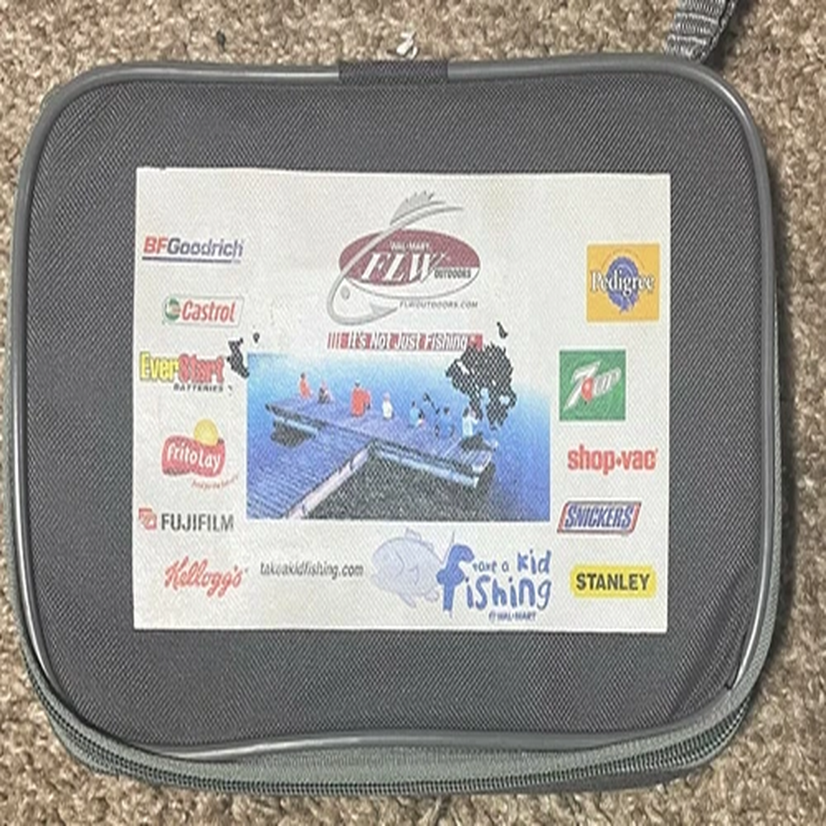 New Never Used Sm FLW Outdoors Take a Kid Fishing Tackle Zip Up Bag. Bx27