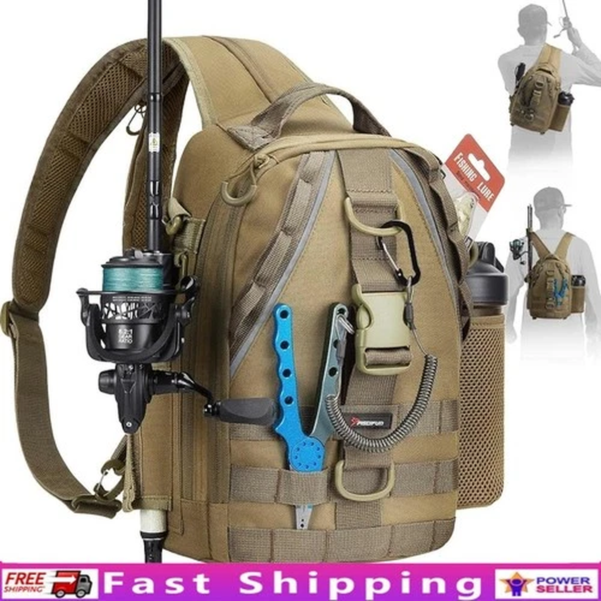 Water-resistant Fishing Tackle Bag Multifunctional Outdoor Backpack Gear Holder